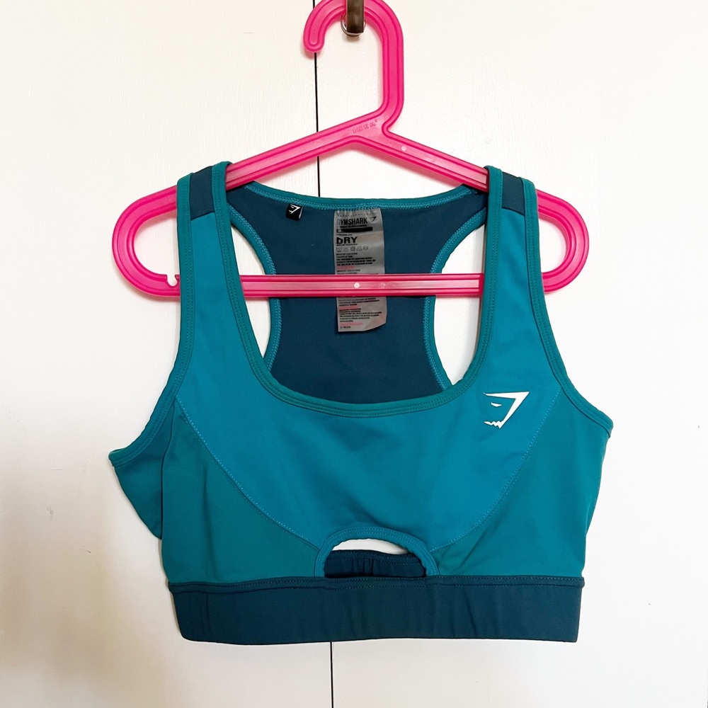 Gymshark Prism Color Block Sports Bra Teal Blue G… - image 1